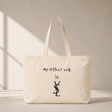 My Other Bag Is YSL Club Tote Bag – baskılı kanvas bez çanta