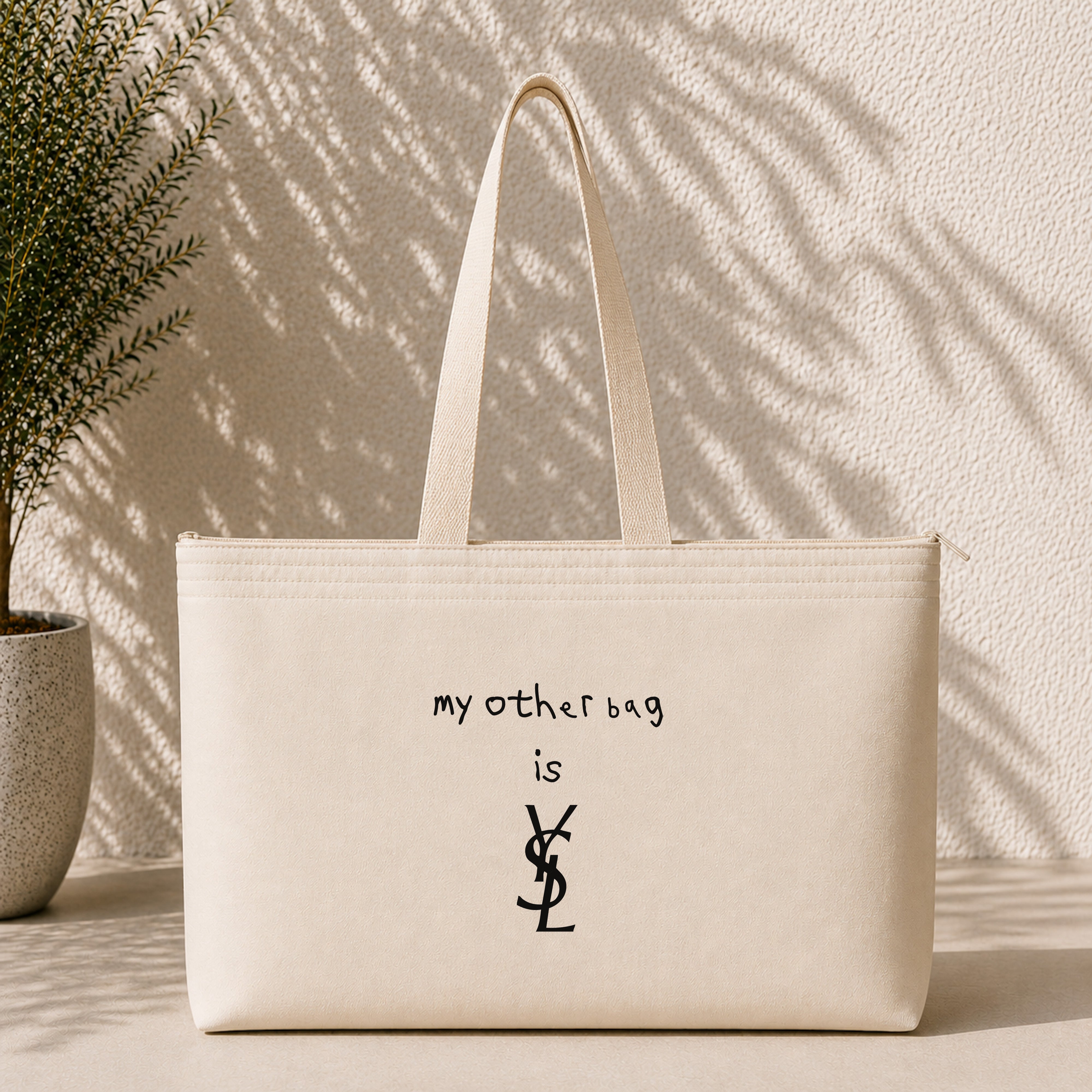 My Other Bag Is YSL Weekend Tote Bag – baskılı kanvas bez çanta