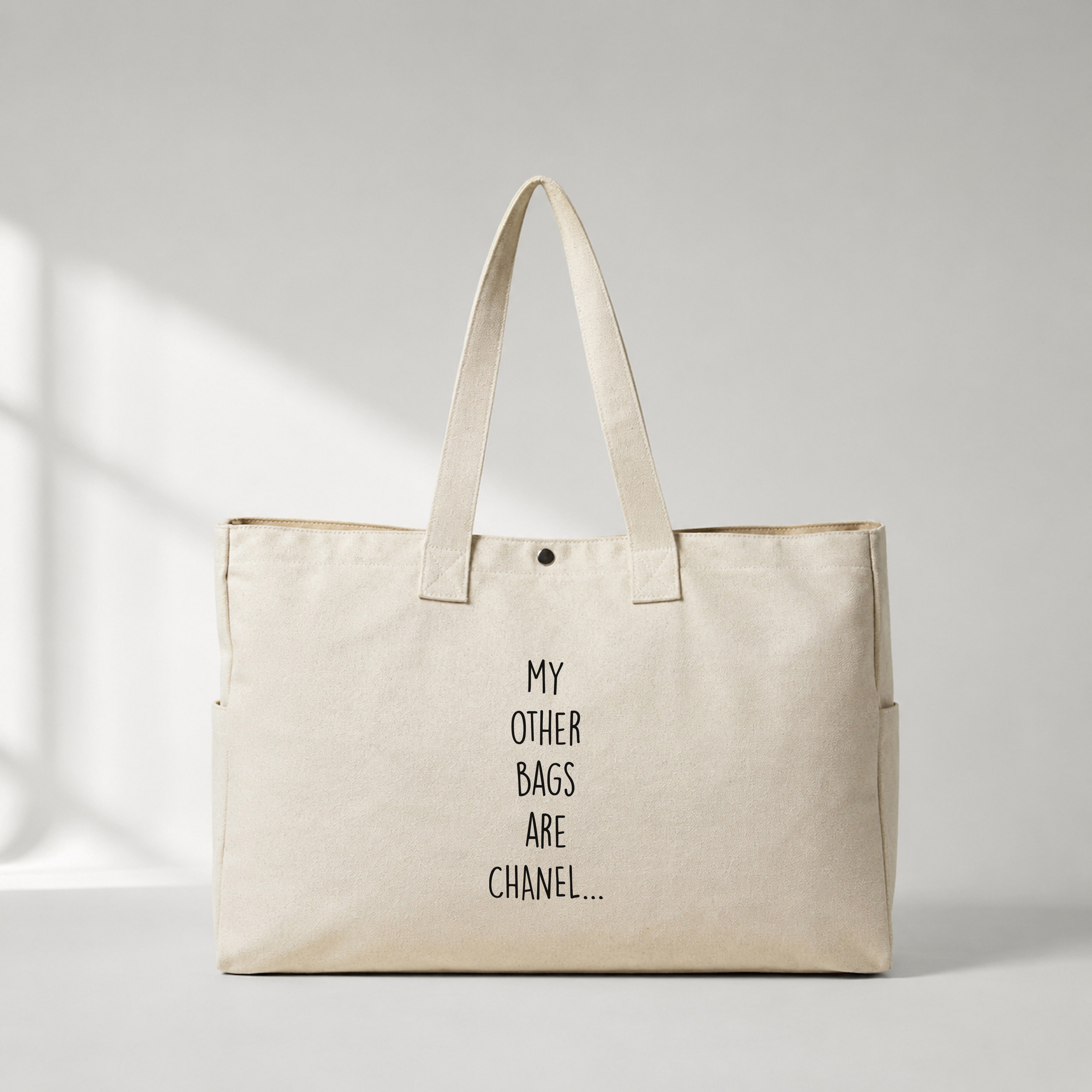 My Other Bags Are Chanel Daily Tote Bag – baskılı kanvas bez çanta