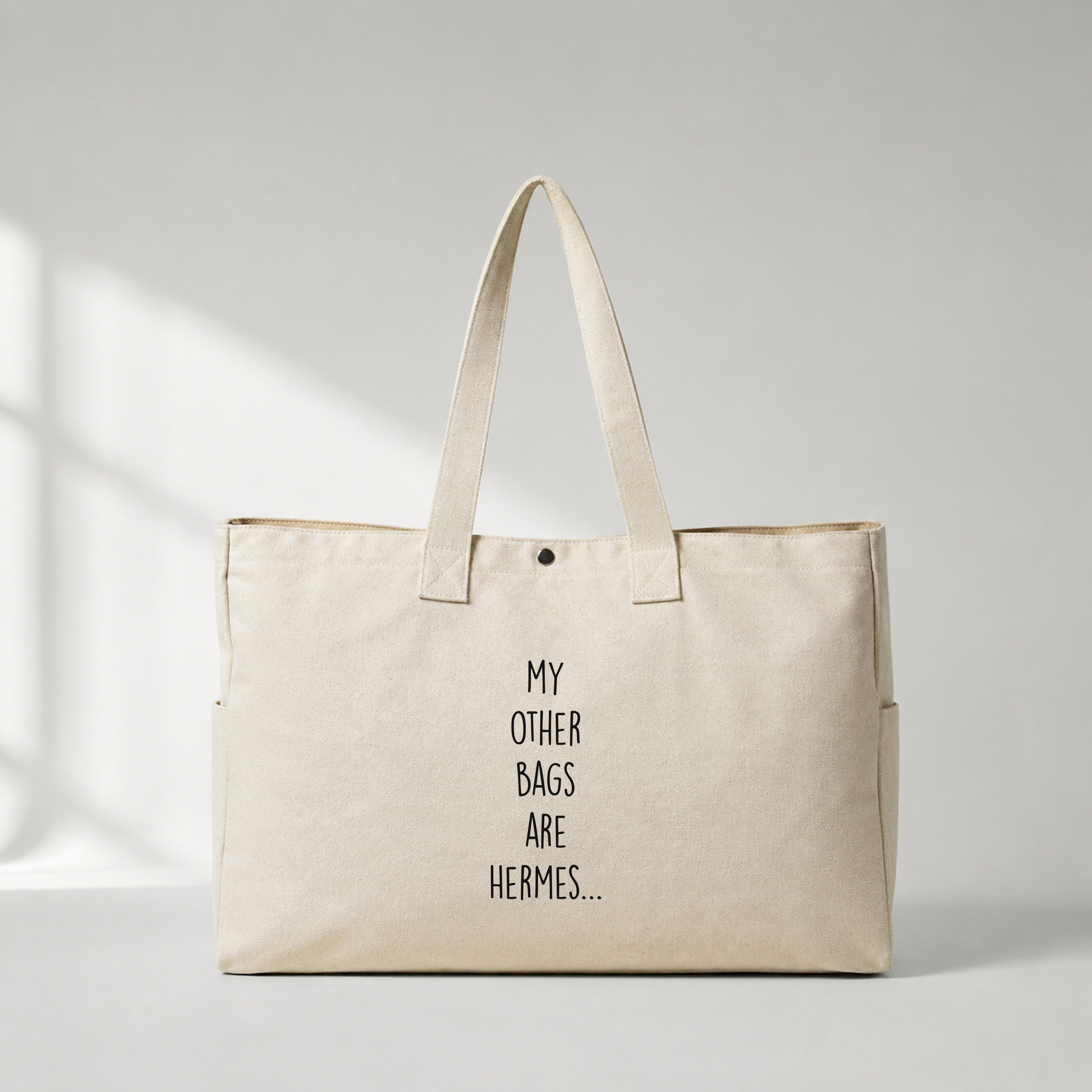 My Other Bags Are Hermès Daily Tote Bag – baskılı kanvas bez çanta