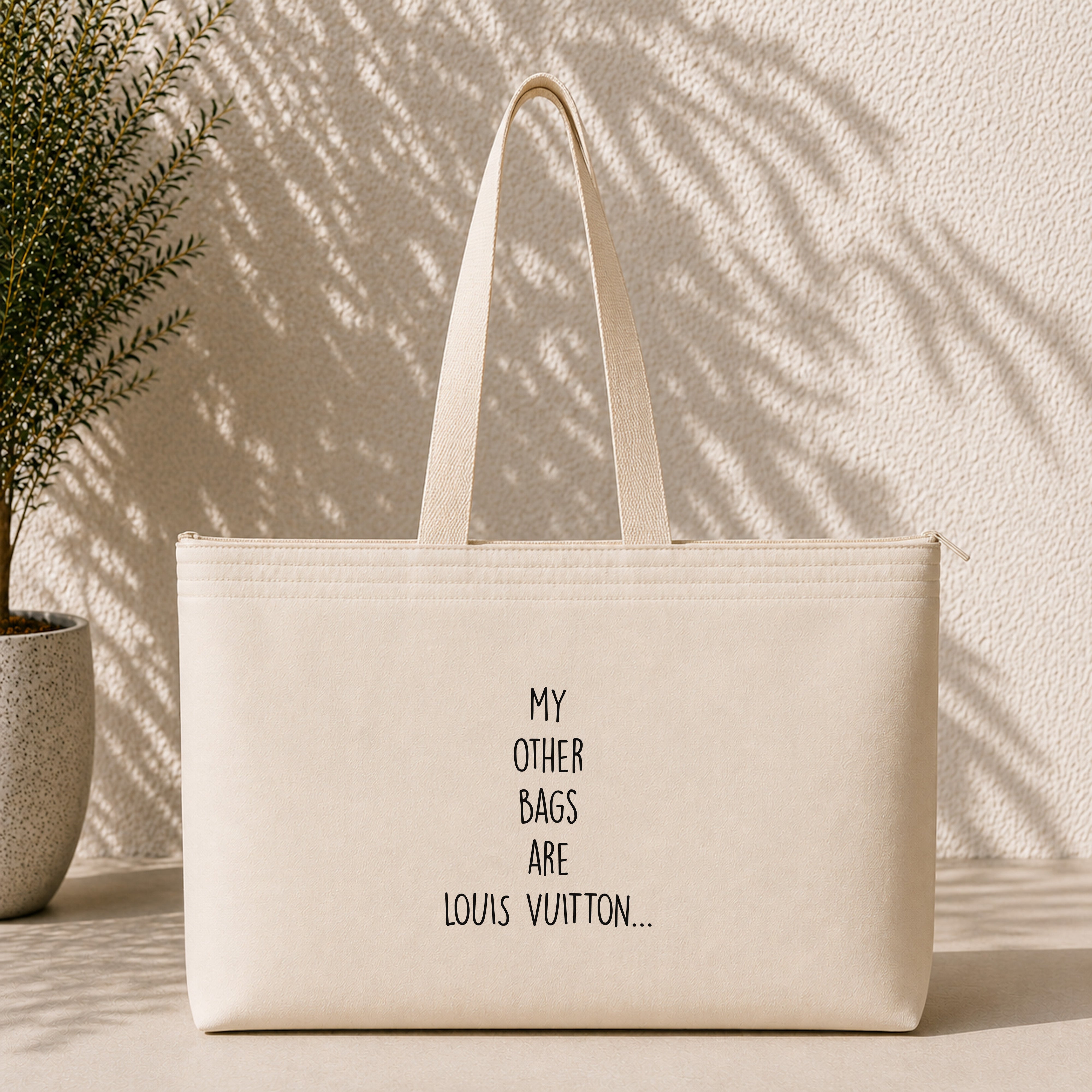 My Other Bags Are Louis Vuitton Weekend Tote Bag – baskılı kanvas bez çanta