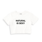 Natural Is Sexy Crop Tişört – Beyaz – ön baskı