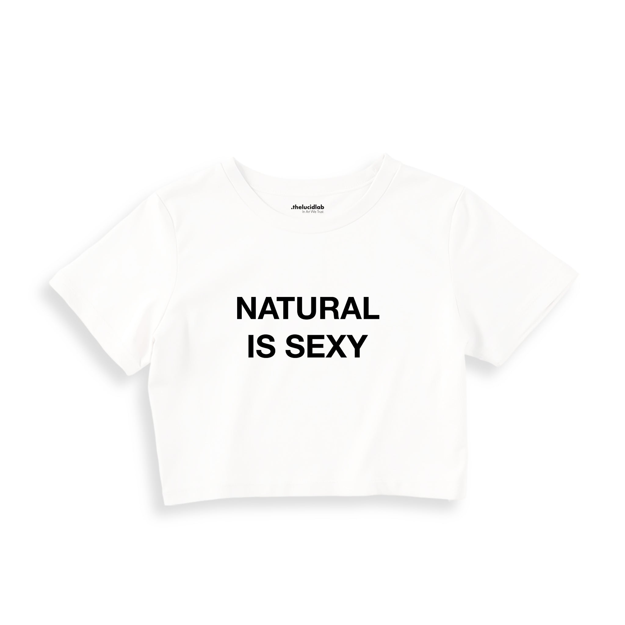 Natural Is Sexy Crop Tişört – Beyaz – ön baskı