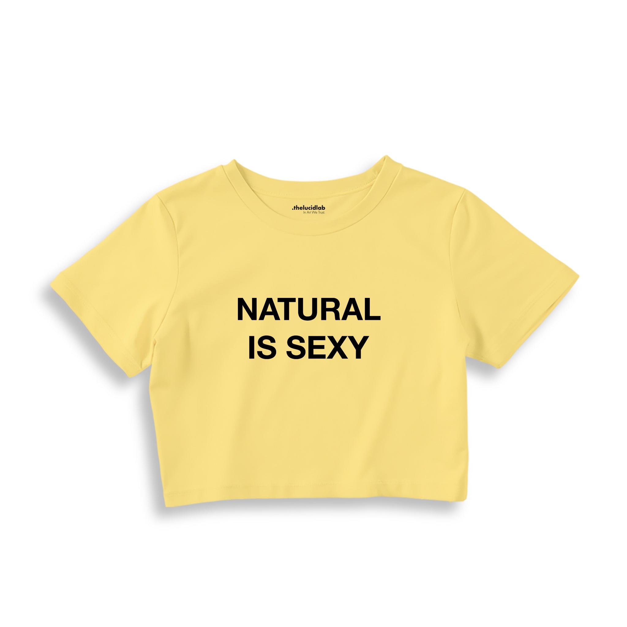 Natural Is Sexy Crop Tişört – Sarı – ön baskı