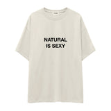 Natural Is Sexy Oversize Tişört – Ekru – ön baskı
