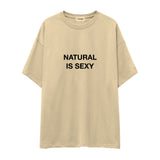 Natural Is Sexy Oversize Tişört – Krem – ön baskı