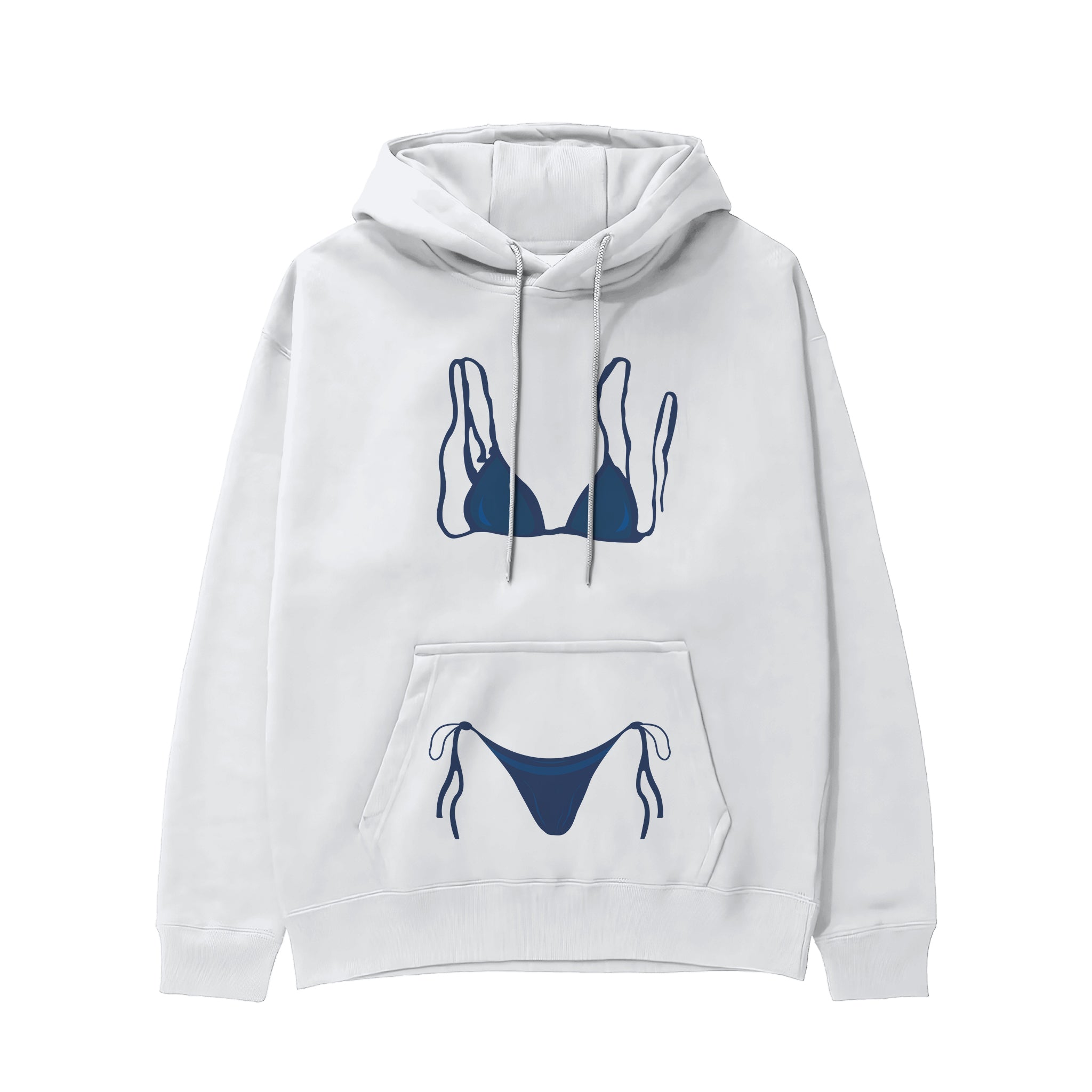 Navy Blue Bikini Hoodie - Beyaz - ön görünüm