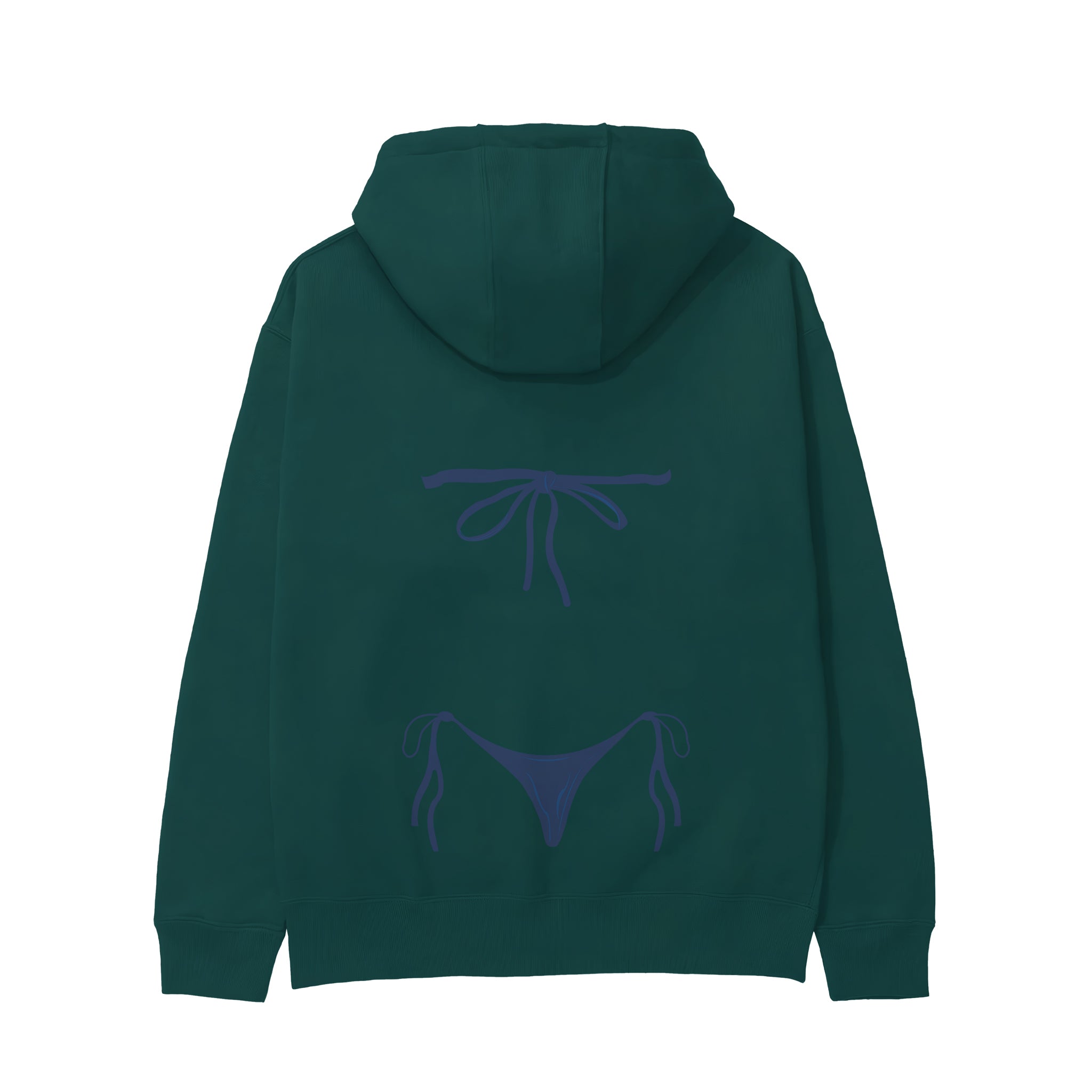 Navy Blue Bikini Hoodie - Koyu Yeşil - arka görünüm