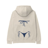 Navy Blue Bikini Hoodie - Krem - arka görünüm