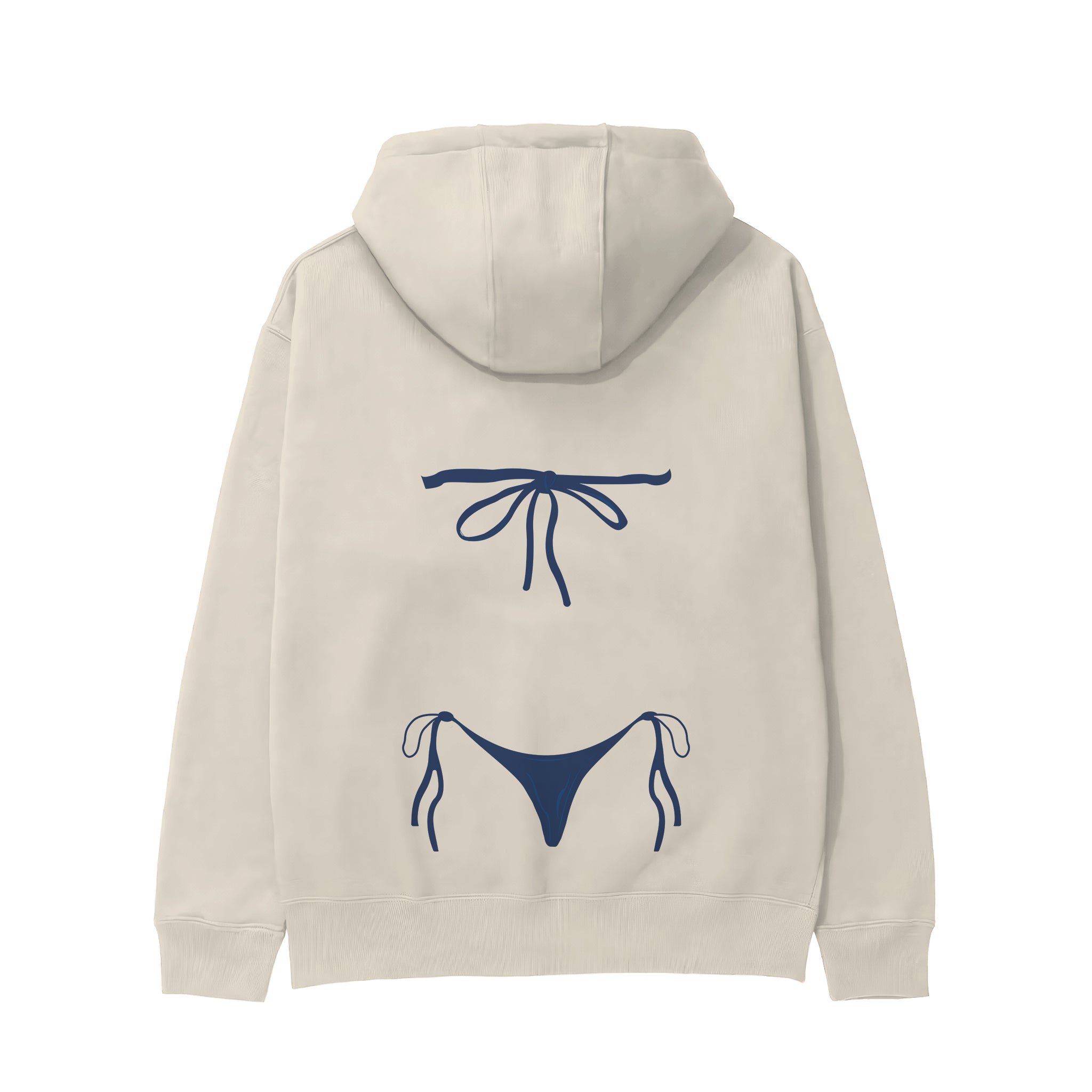 Navy Blue Bikini Hoodie - Krem - arka görünüm