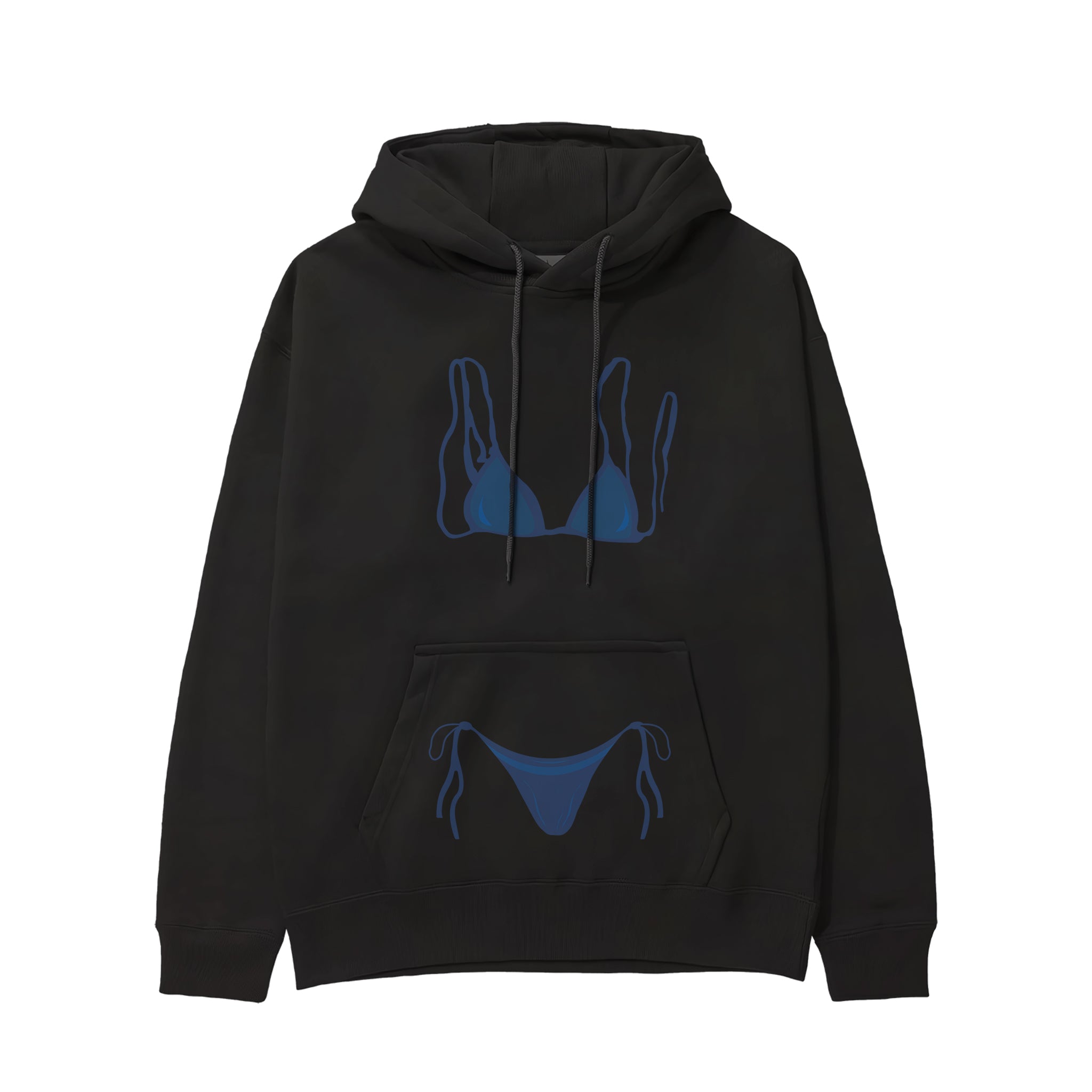 Navy Blue Bikini Hoodie - Siyah - ön görünüm