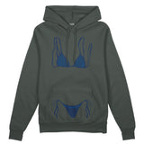 Navy Blue Bikini Oversize Hoodie - Antrasit - ön görünüm
