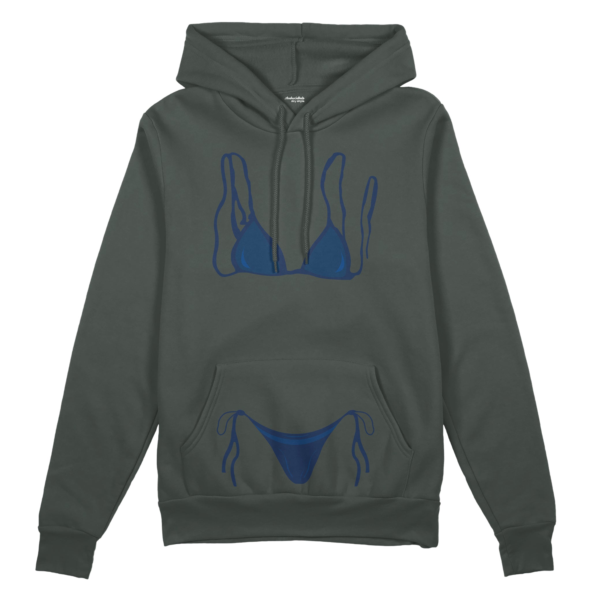 Navy Blue Bikini Oversize Hoodie - Antrasit - ön görünüm
