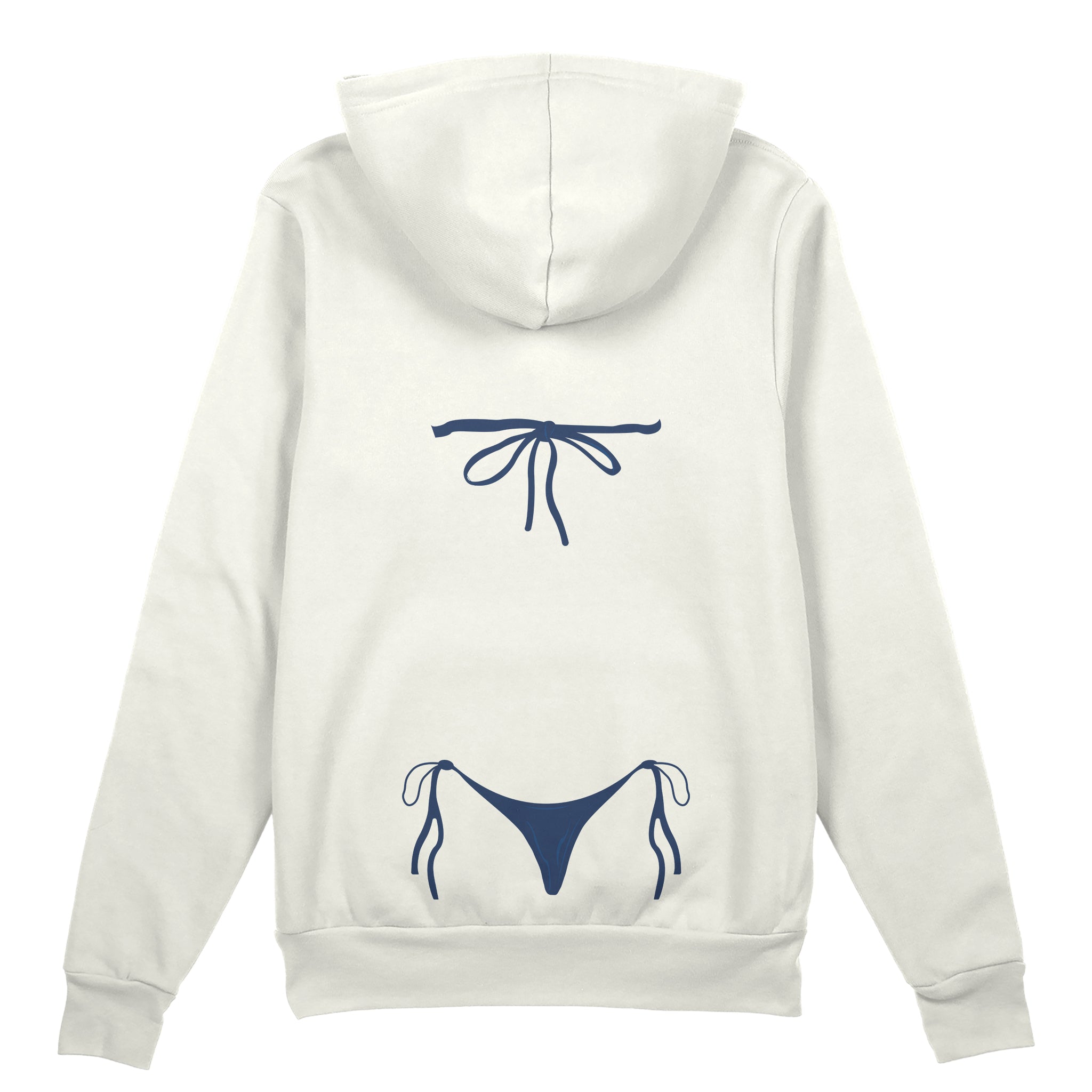 Navy Blue Bikini Oversize Hoodie - Beyaz - arka görünüm