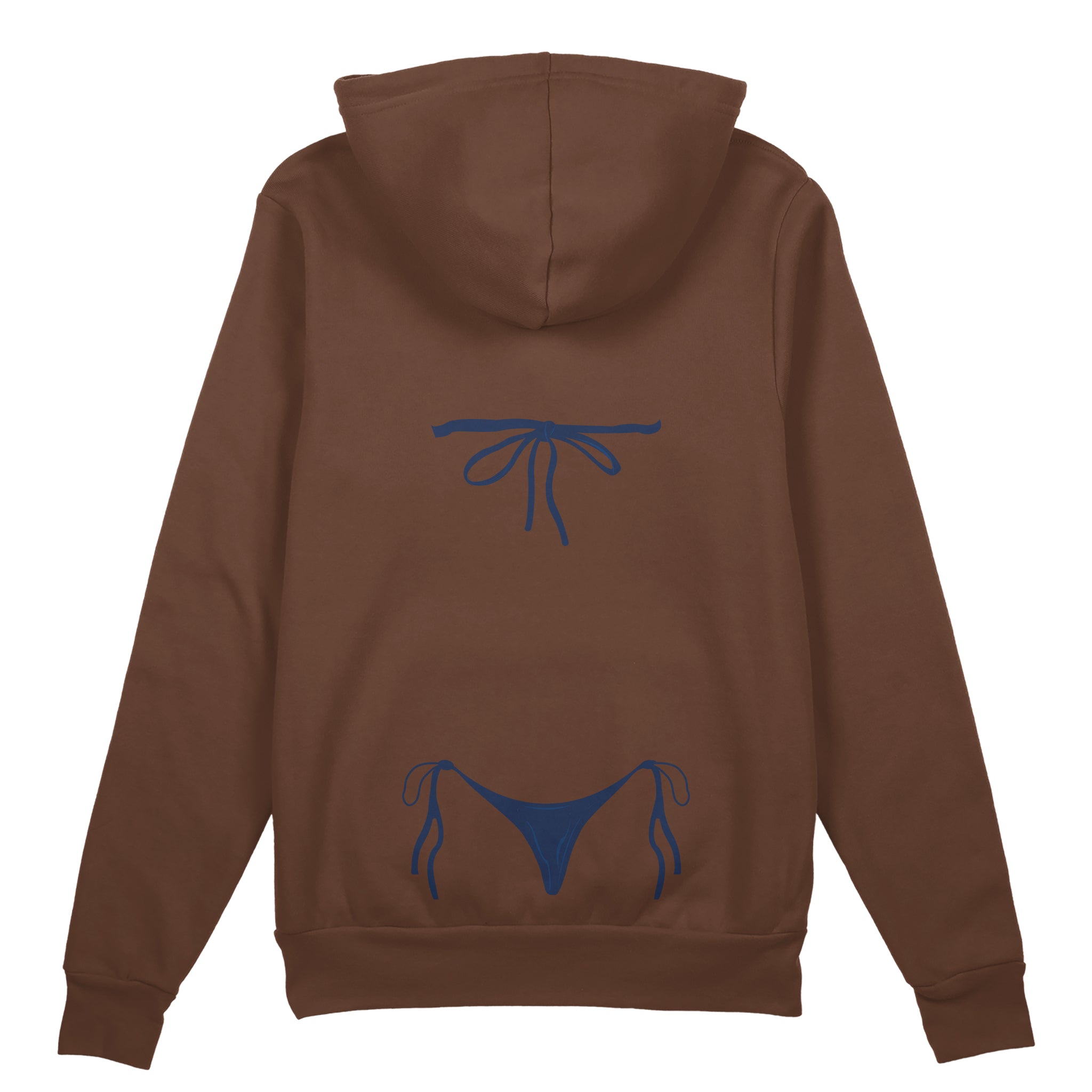 Navy Blue Bikini Oversize Hoodie - Kahverengi - arka görünüm