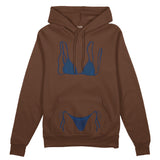 Navy Blue Bikini Oversize Hoodie - Kahverengi - ön görünüm