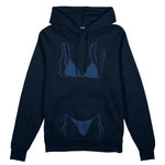 Navy Blue Bikini Oversize Hoodie - Lacivert - ön görünüm