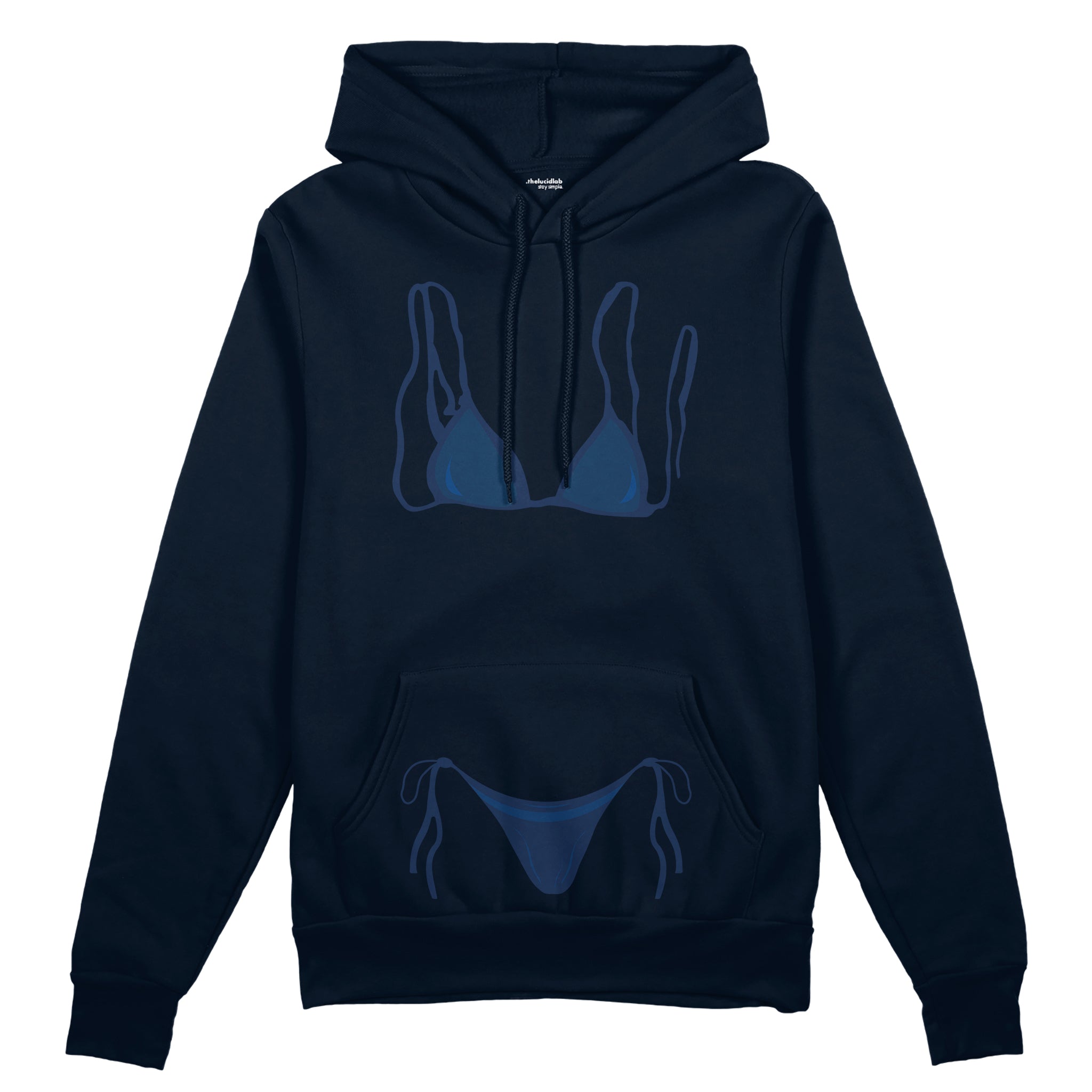 Navy Blue Bikini Oversize Hoodie - Lacivert - ön görünüm