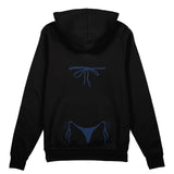 Navy Blue Bikini Oversize Hoodie - Siyah - arka görünüm