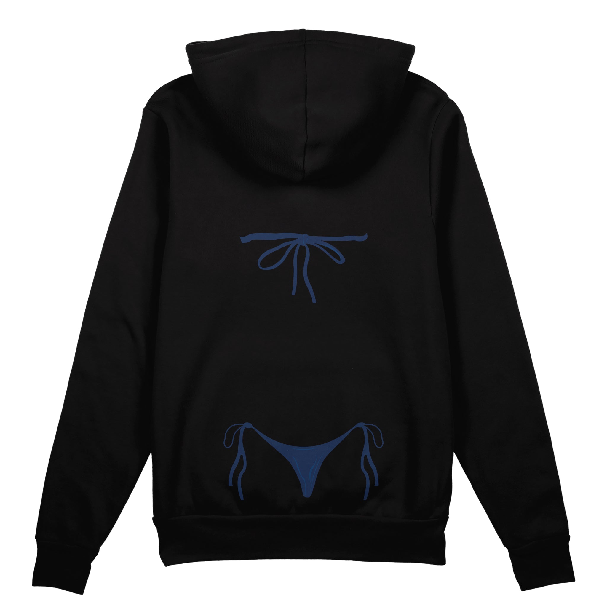 Navy Blue Bikini Oversize Hoodie - Siyah - arka görünüm