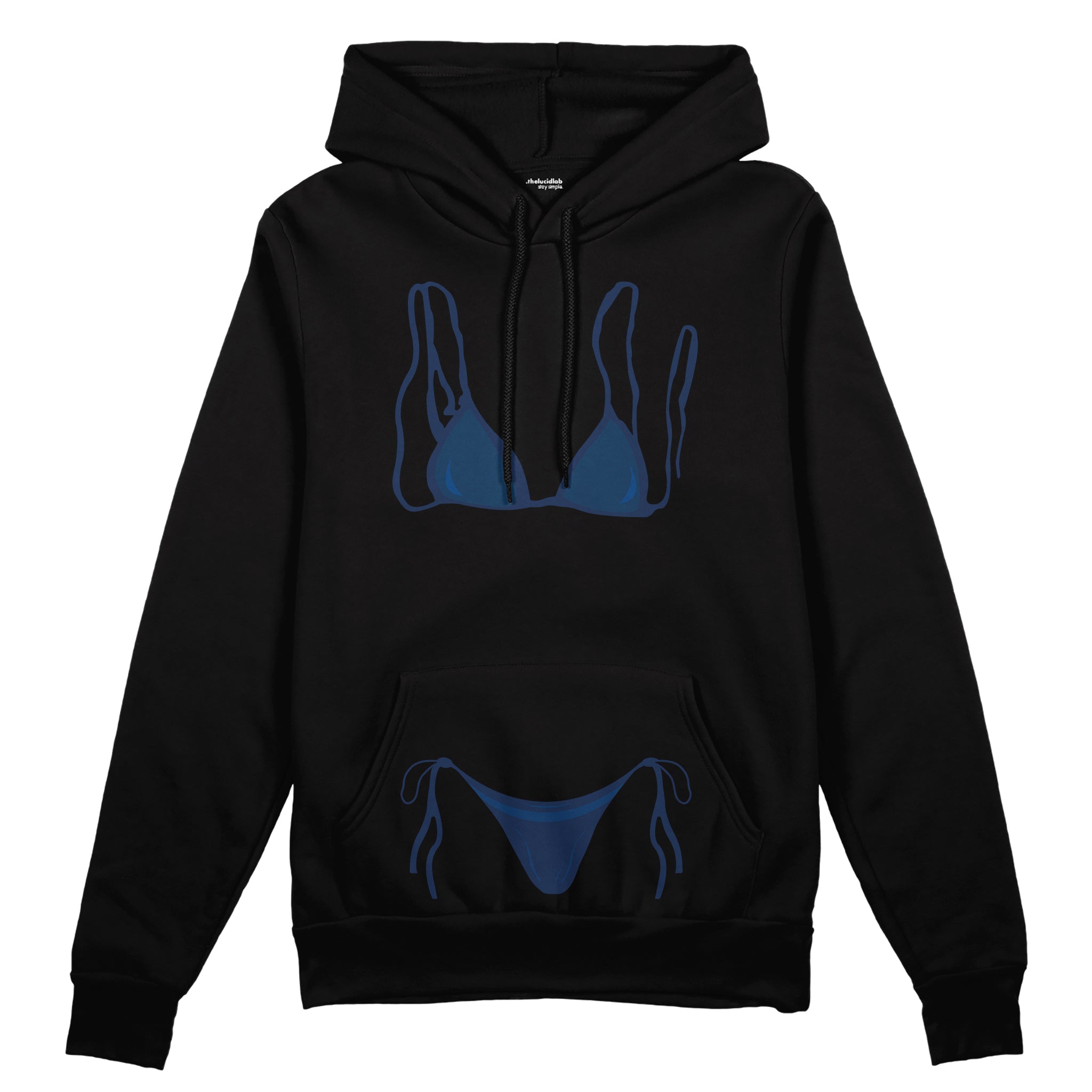 Navy Blue Bikini Oversize Hoodie - Siyah - ön görünüm