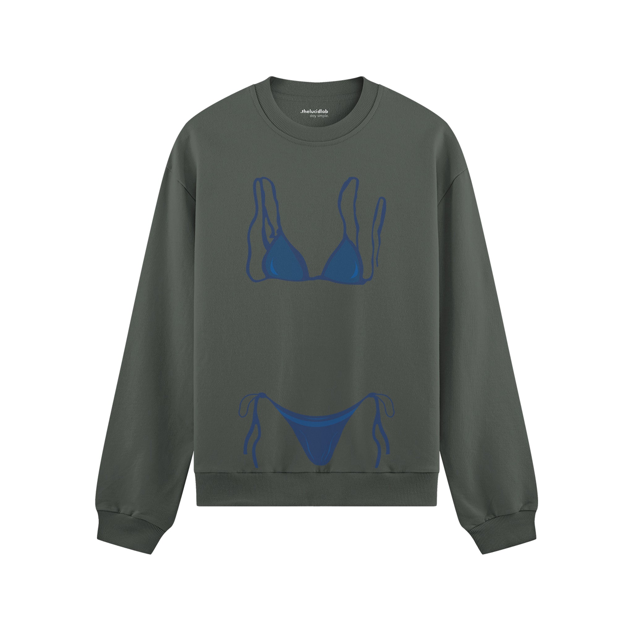 Navy Blue Bikini Oversize Sweatshirt - Antrasit - ön görünüm