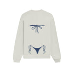 Navy Blue Bikini Oversize Sweatshirt - Beyaz - arka görünüm