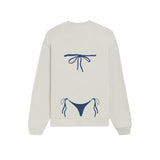 Navy Blue Bikini Oversize Sweatshirt - Beyaz - arka görünüm