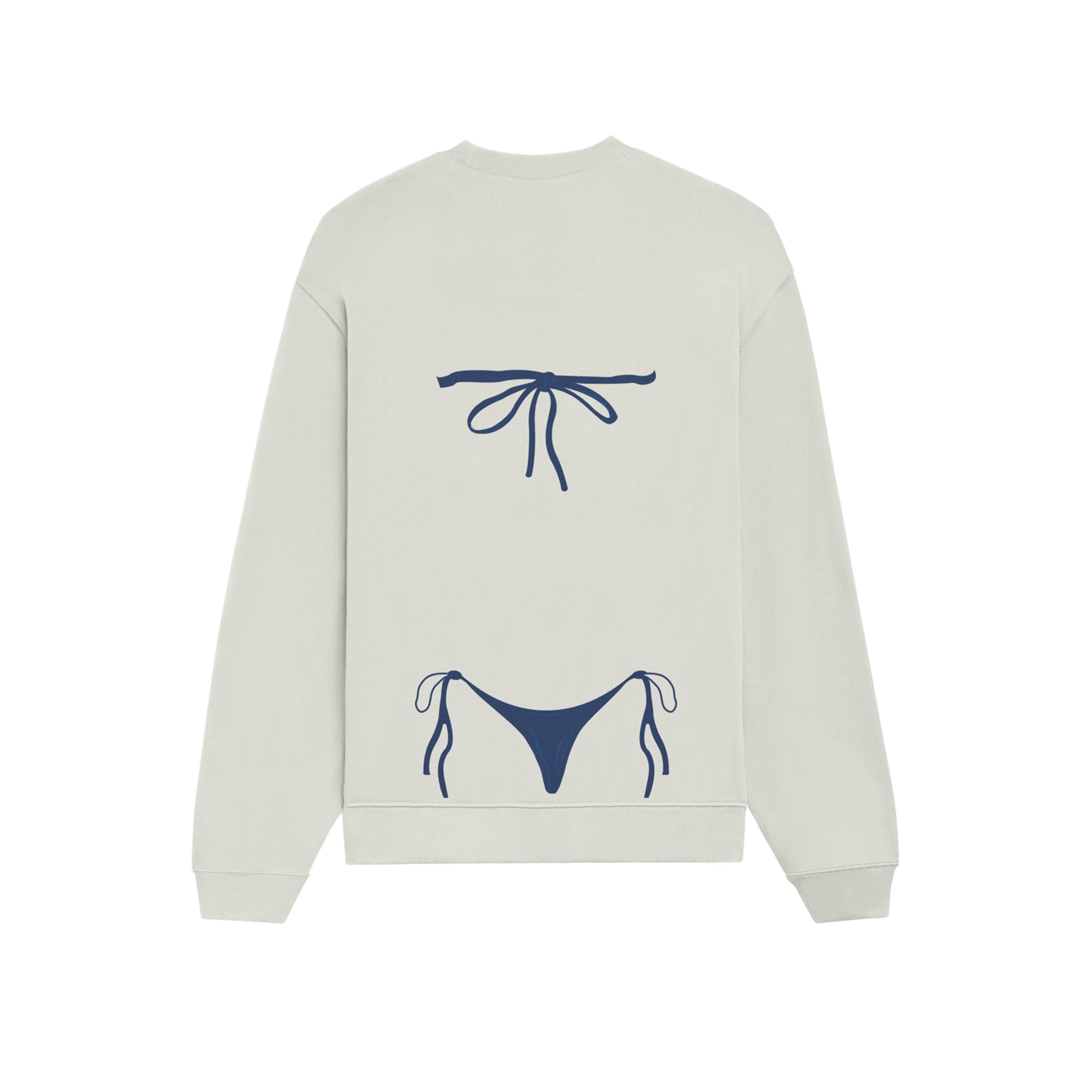 Navy Blue Bikini Oversize Sweatshirt - Beyaz - arka görünüm