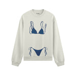 Navy Blue Bikini Oversize Sweatshirt - Beyaz - ön görünüm