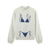 Navy Blue Bikini Oversize Sweatshirt - Beyaz - ön görünüm