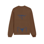 Navy Blue Bikini Oversize Sweatshirt - Kahverengi - arka görünüm