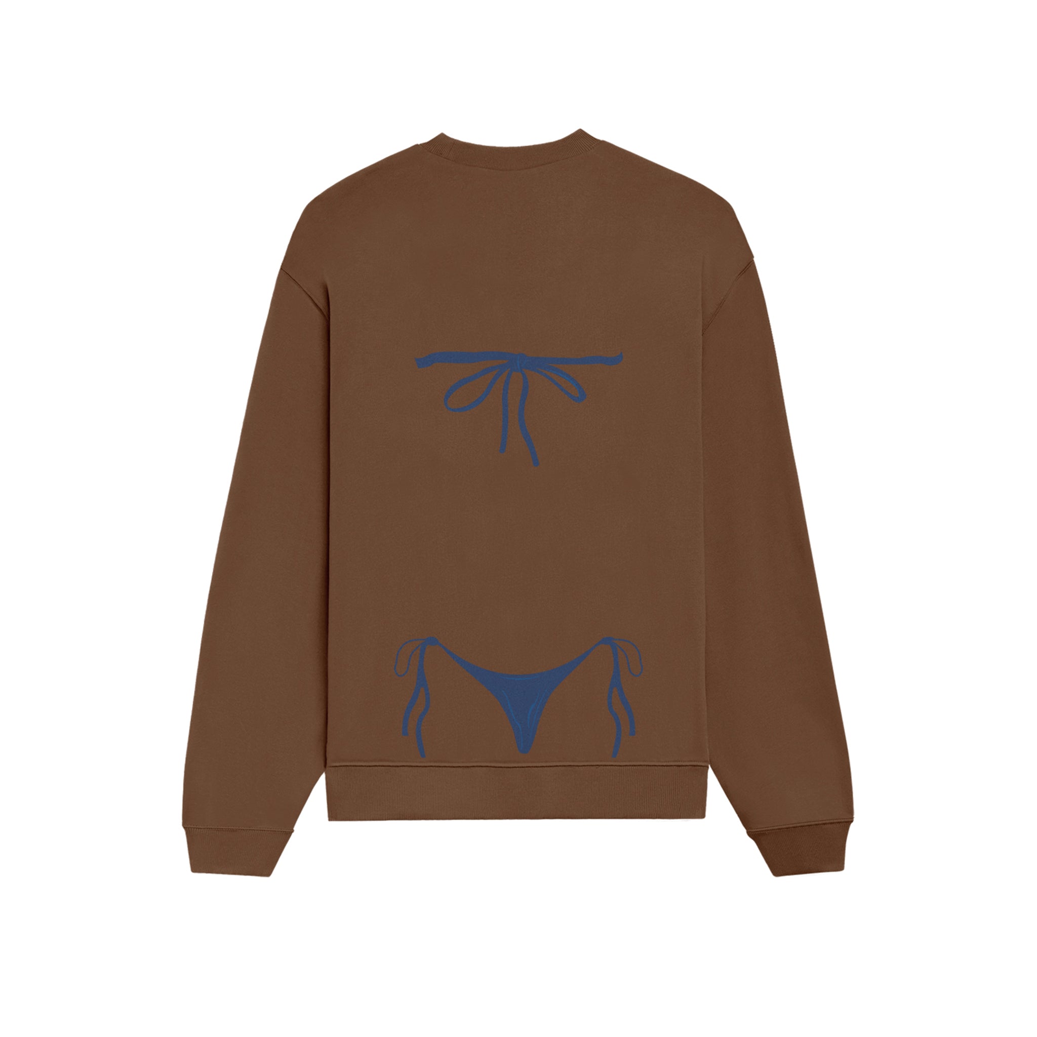 Navy Blue Bikini Oversize Sweatshirt - Kahverengi - arka görünüm