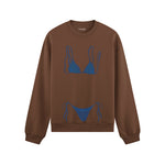 Navy Blue Bikini Oversize Sweatshirt - Kahverengi - ön görünüm