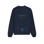 Navy Blue Bikini Oversize Sweatshirt - Lacivert - arka görünüm
