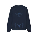 Navy Blue Bikini Oversize Sweatshirt - Lacivert - arka görünüm
