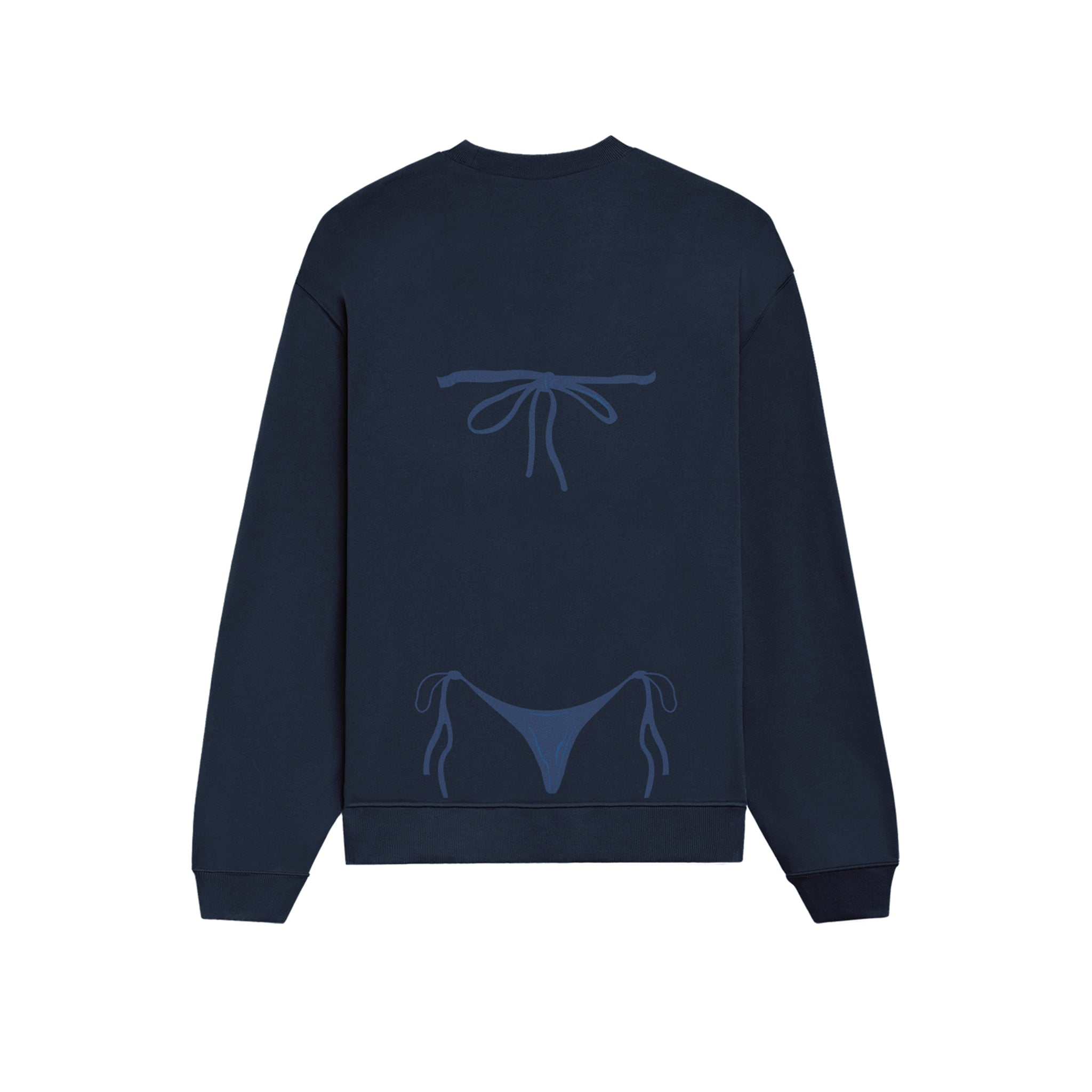 Navy Blue Bikini Oversize Sweatshirt - Lacivert - arka görünüm