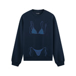Navy Blue Bikini Oversize Sweatshirt - Lacivert - ön görünüm