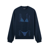 Navy Blue Bikini Oversize Sweatshirt - Lacivert - ön görünüm