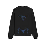 Navy Blue Bikini Oversize Sweatshirt - Siyah - arka görünüm