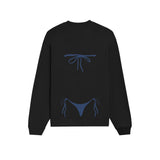 Navy Blue Bikini Oversize Sweatshirt - Siyah - arka görünüm