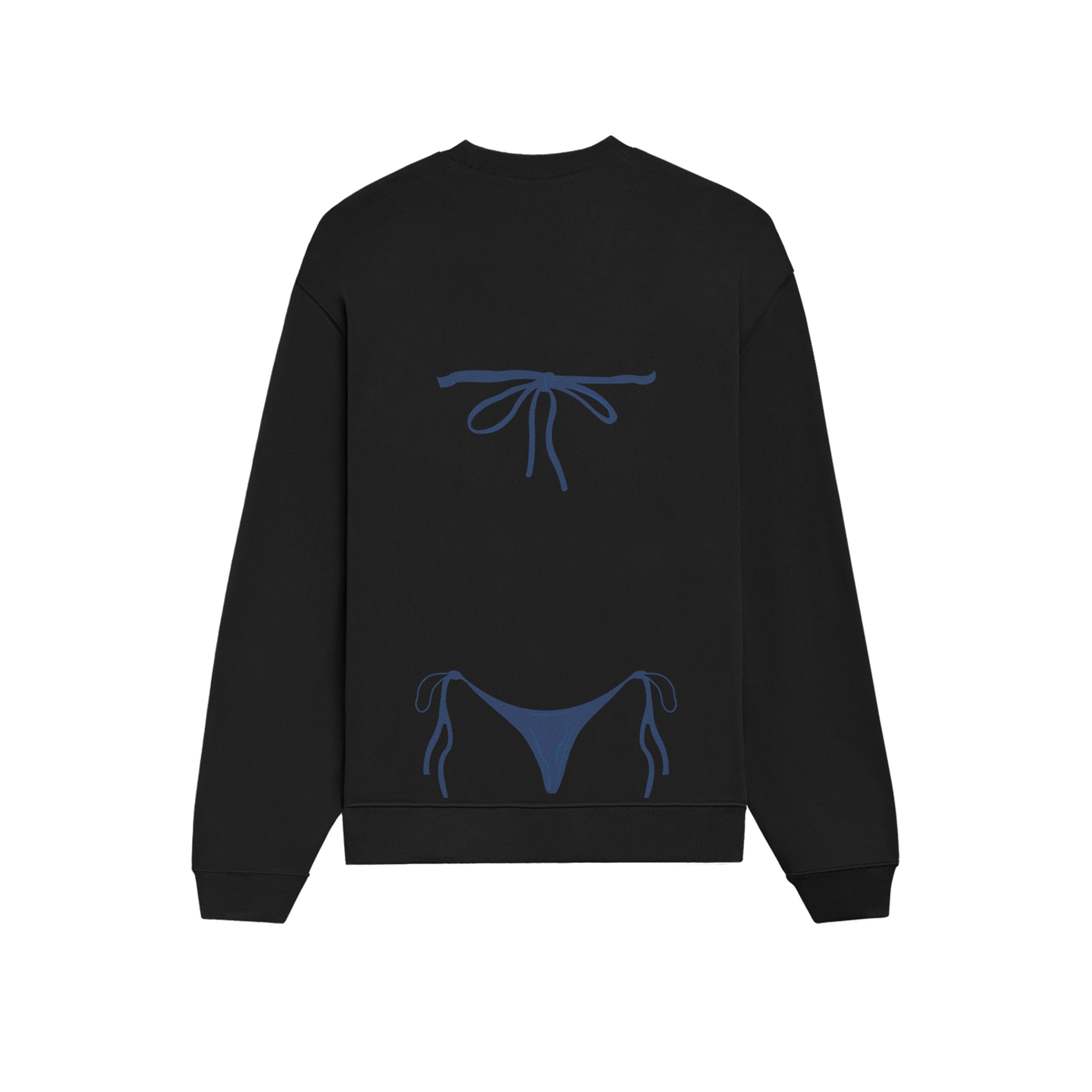 Navy Blue Bikini Oversize Sweatshirt - Siyah - arka görünüm