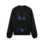 Navy Blue Bikini Oversize Sweatshirt - Siyah - ön görünüm