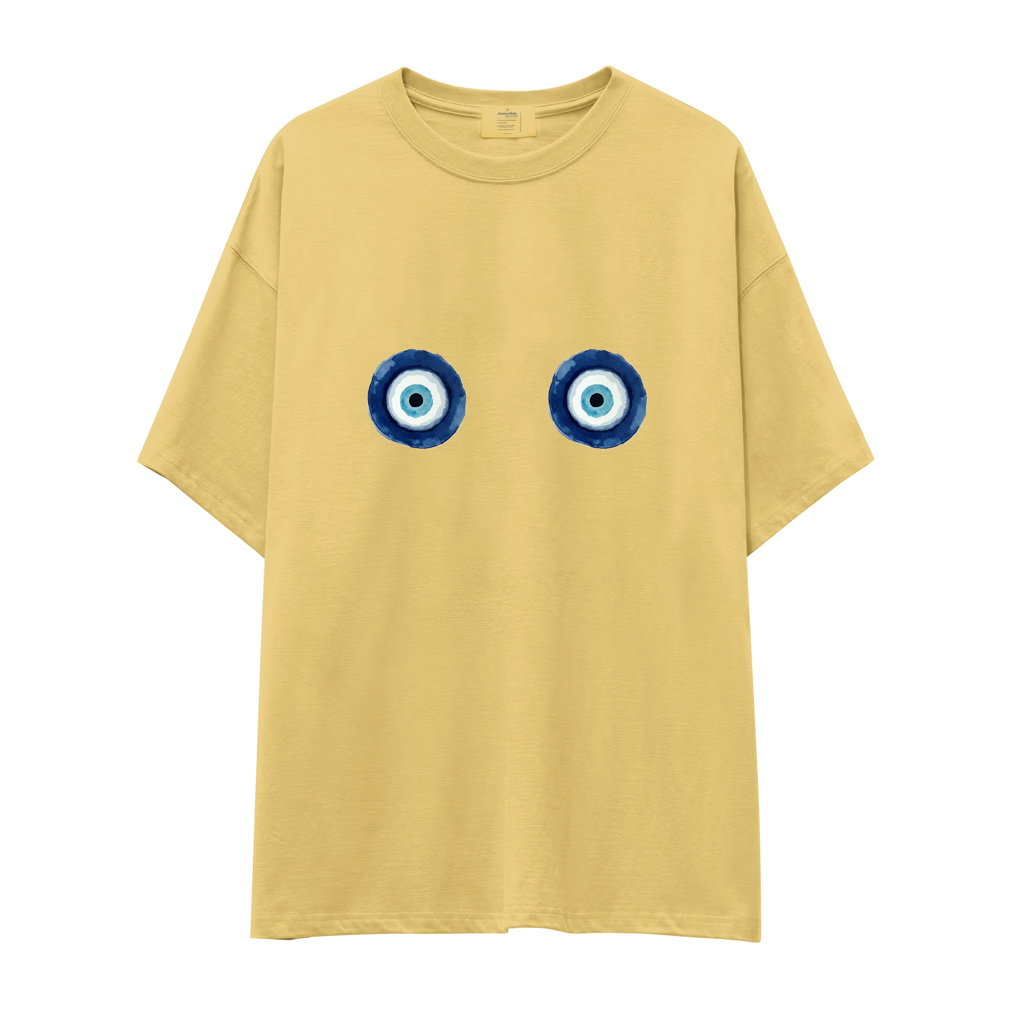Nazar Oversize Tişört - Sarı - ön görünüm