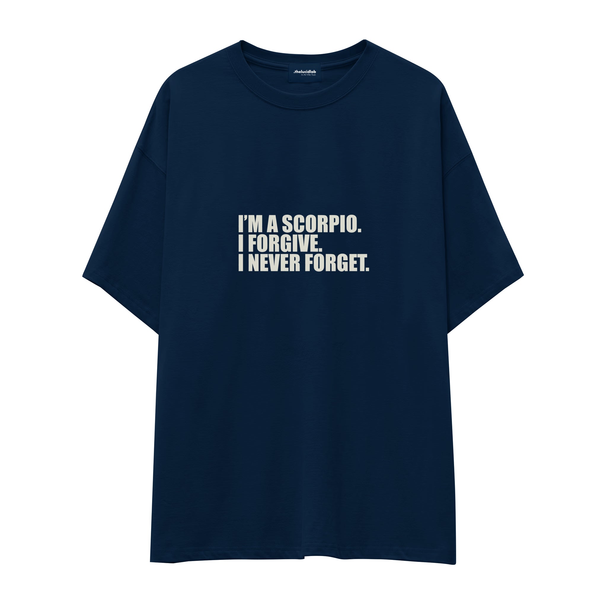 I’m a Scorpio Oversize Tişört — Lacivert — Ön baskı