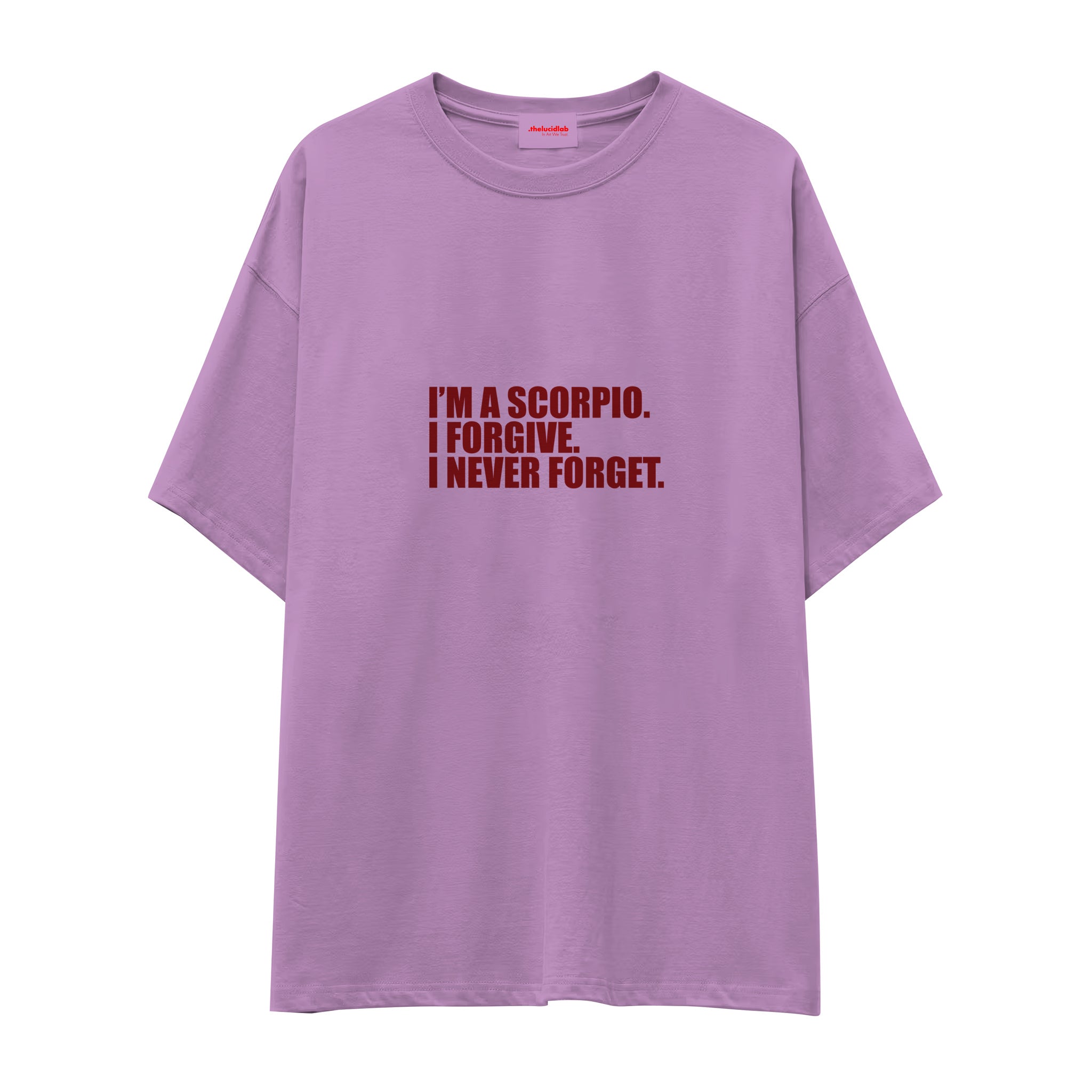 I’m a Scorpio Oversize Tişört — Lila — Ön baskı