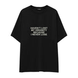 I Never Lose Oversize Tişört — Siyah — Ön baskı