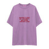 I Never Lose Oversize Tişört — Lila — Ön baskı