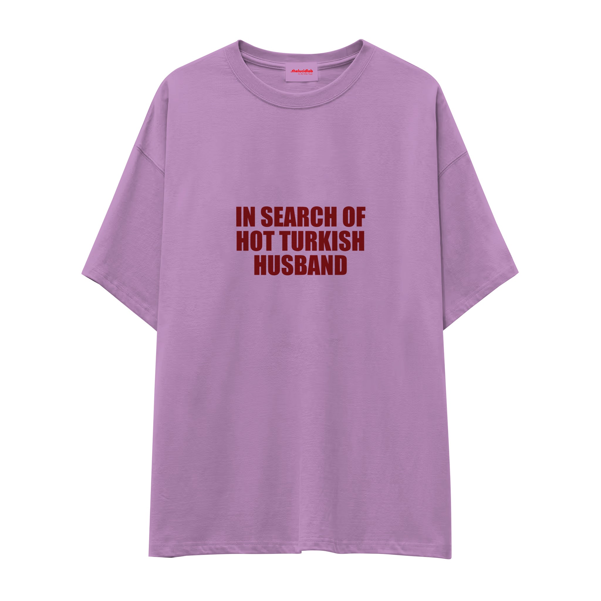 Hot Turkish Husband Oversize Tişört — Lila — Ön baskı