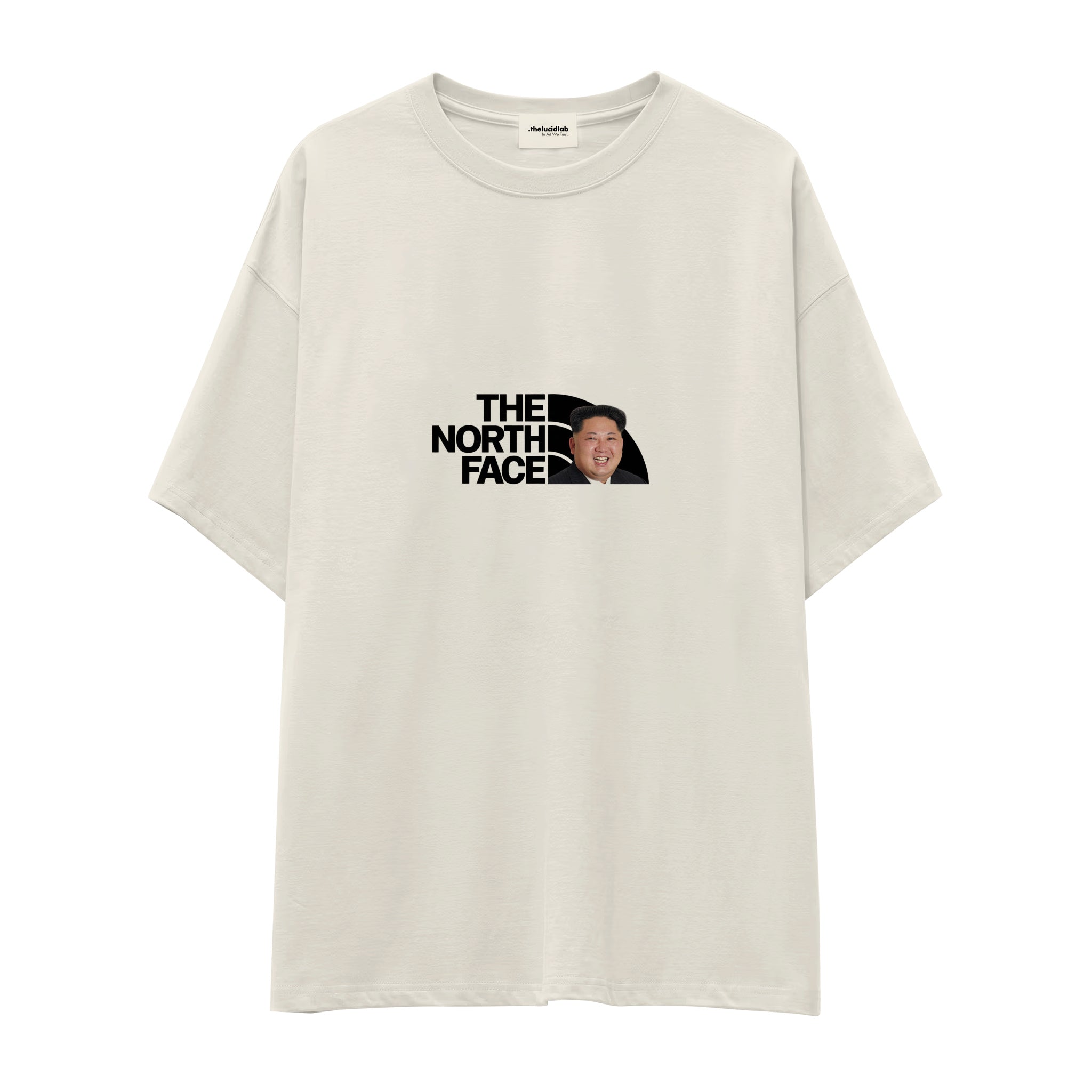 North Face Oversize Tişört — Ekru — Ön baskı
